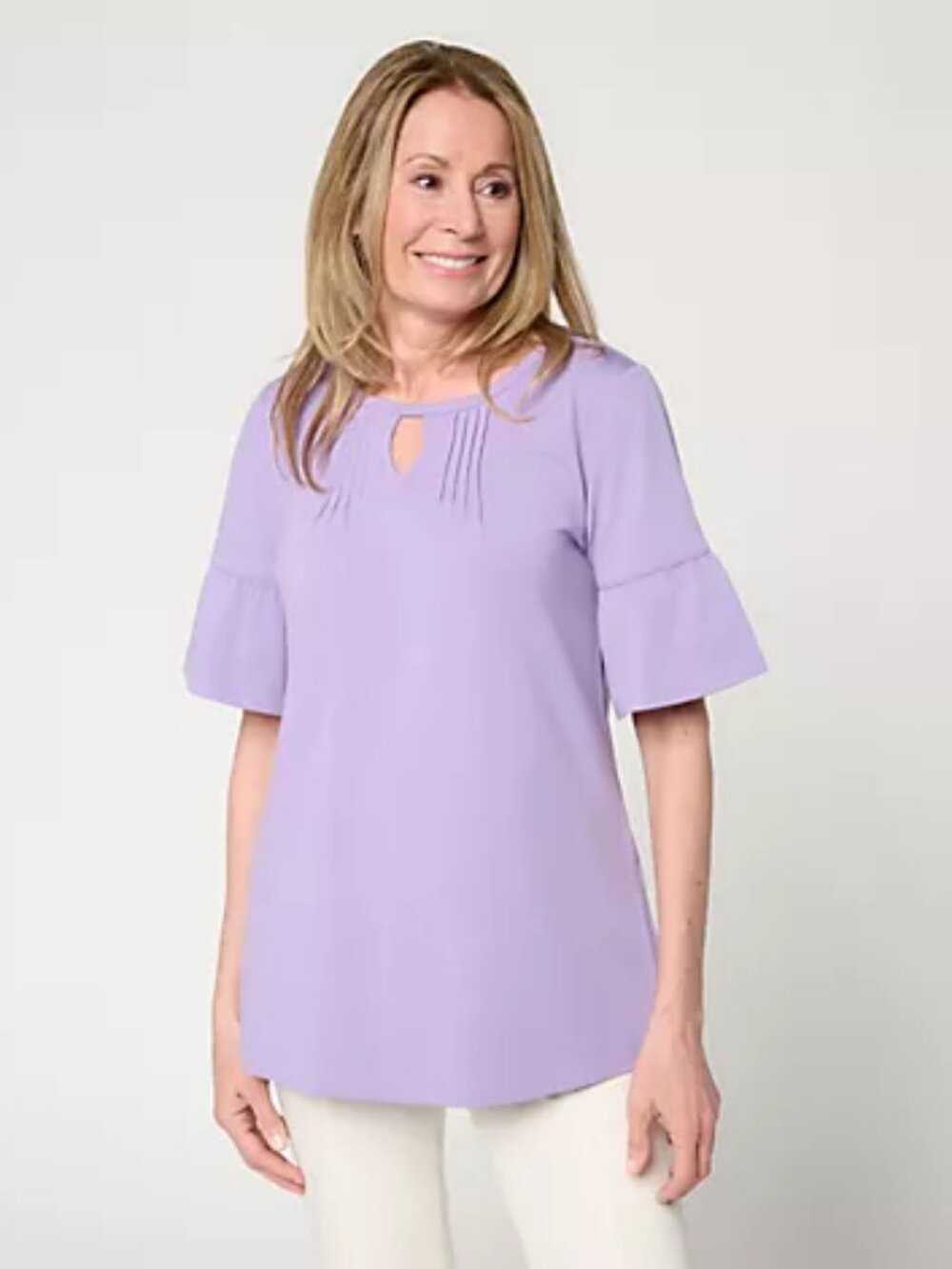 Denim & Co. Regular Favorite Jersey Tunic with Ruffle Sleeves, Sz 1X